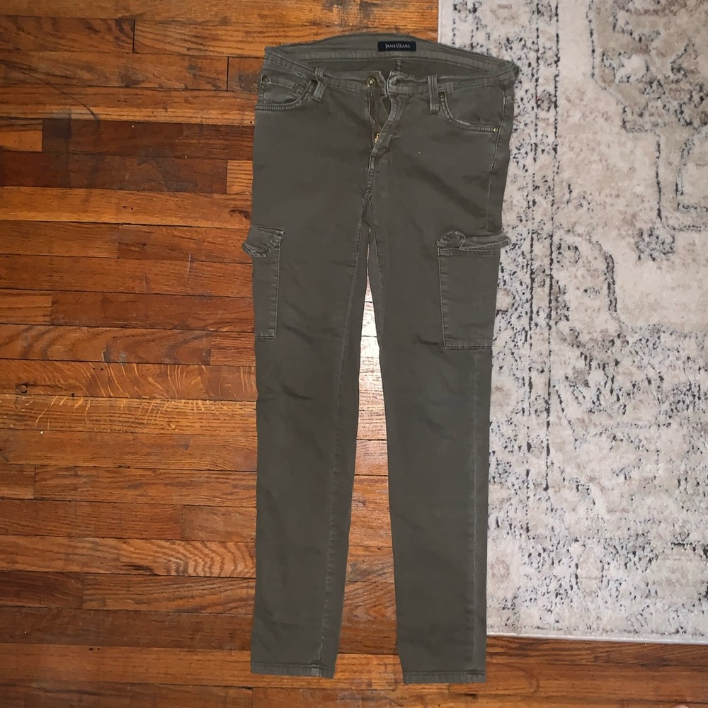 James Jeans Petite Army Green Cargo Skinny Pants Short